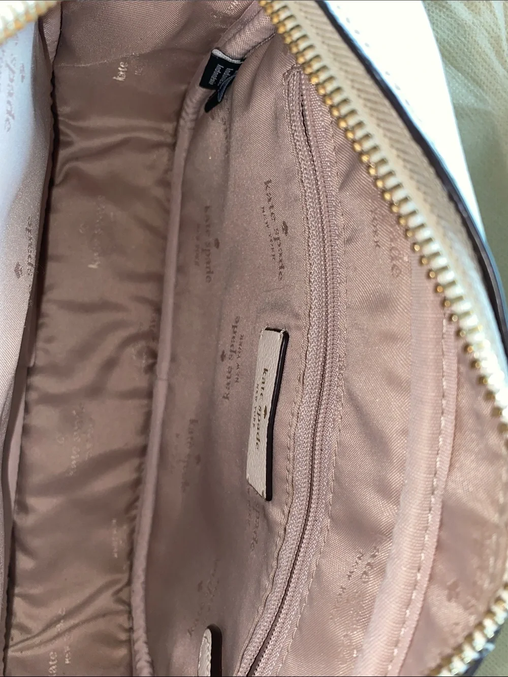 kate spade White Leather Crossbody with Striped Tan Strap